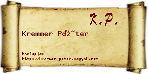 Kremmer Péter névjegykártya